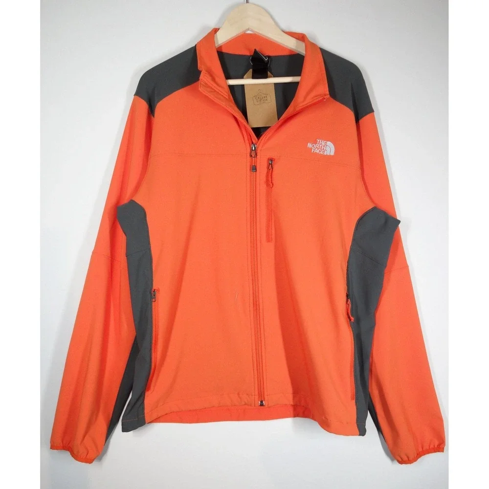 The North Face Softshell Jacket Mens XL Orange Grey Zip Up Gorpcore Hiking 3362